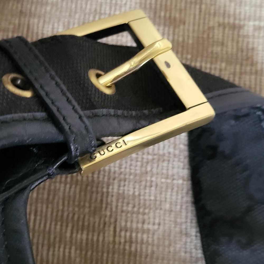 Gucci Black GG Canvas Monogram and Leather Shoulder Bag..Authentic w/ COA... - Picture 11 of 16